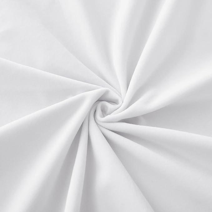 RYB Home Velvet Curtains 108 inches Long - White Super Soft Back Tab & Rod Pocket Energy Efficient Backdrops for Living Room Villa Loft, W52 x L108, 2 Pieces