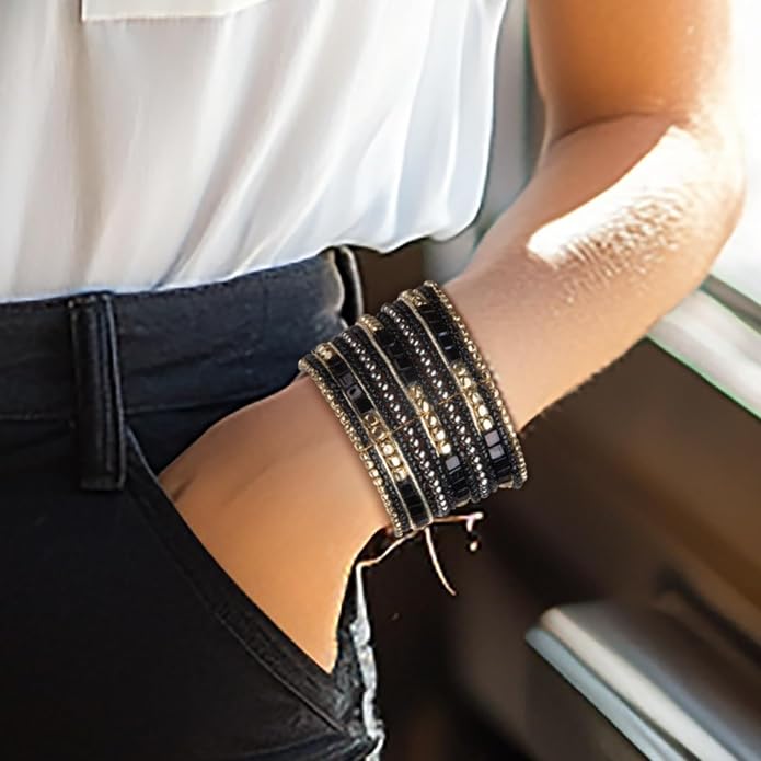 SPUNKYsoul Cuff Bracelets for Women Collection - Adjustable, Stylish Boho Inspired Beaded Bracelets, Trendy Stackable Beads, Ideal for Everyday Wear & Special Occasions