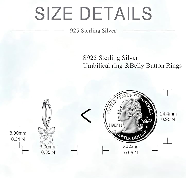 Dangle Clicker Belly Button Ring for Women Surgical Sterling Silver Belly Ring Simple Reverse Navel Rings Body Jewelry