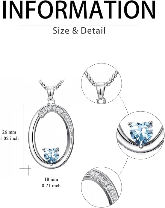 Birthday Gifts for Women Alphabet A to Z Initial Birthstone Pendant Necklaces for Women - 18k White Gold Plated Personalized Name Jewelry Anniversary Graduation Gifts for Wife Her Daughter Girlfriend(with Gift Box)