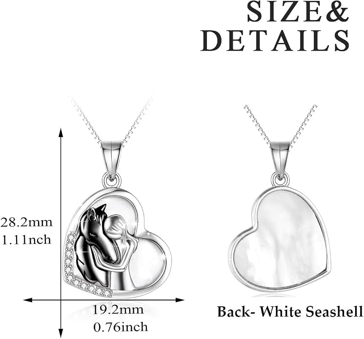 YFN Horse Pendant Necklace Jewelry 925 Sterling Silver Women Embrace Horse Gift For Women