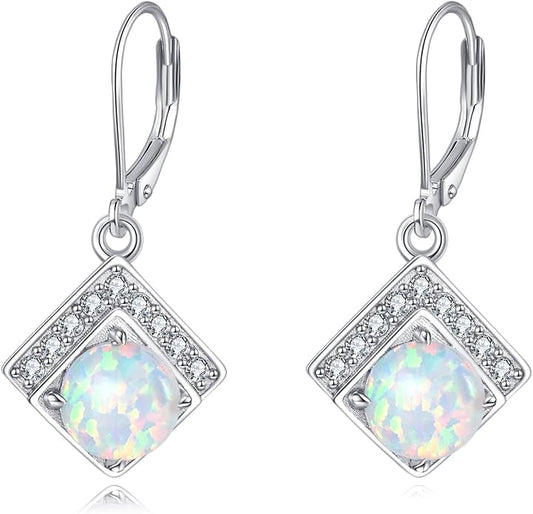 AOBOCO Teardrop Dangle Earrings for Women 925 Sterling Silver Moonstone Flower Filigree Leverback Jewelry Birthday