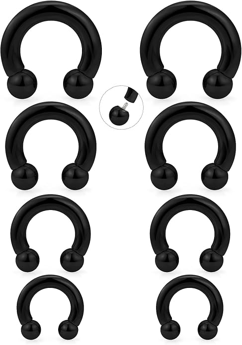 20G-00G Septum Rings Ear Gauges Earrings Stretching Kit 316L Surgical Steel Horseshoe Septum Pa Piercing Jewelry for Women 10mm 12mm 14mm 16mm