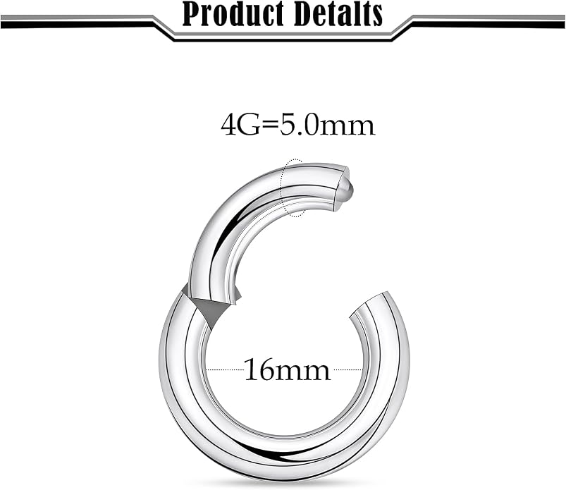 20G-2G ASTM F136 Titanium Septum Nose Rings Hoops Hinged Clicker Segment Septum Lip Nipple Ring Cartilage Tragus Helix Sleeper Earrings Piercing Jewelry for Women Men 6mm-19mm