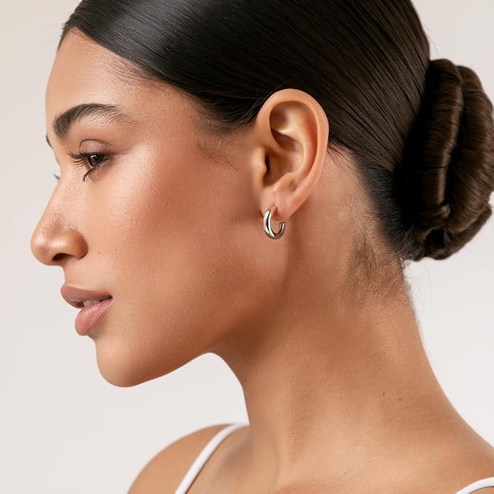 14K Gold-Plated, Lightweight, Open Hoop Earrings For Women