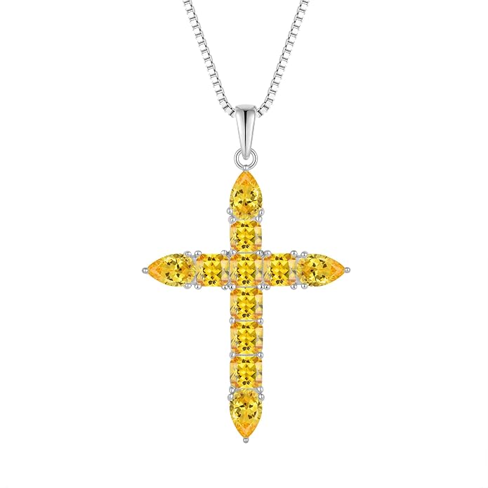 STARCHENIE 925 Sterling Silver Cross Necklace for Women Birthstone Jewelry | 925 Sterling Silver Crucifix Pendant, Birthstone Jewelry, Christian Religious Gift for Her
