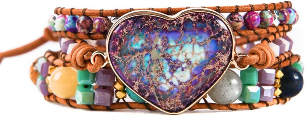 YGLINE Natural Stone Bracelet 3 Wraps Bracelet Handmade Boho Bracelet for Women Bracelet