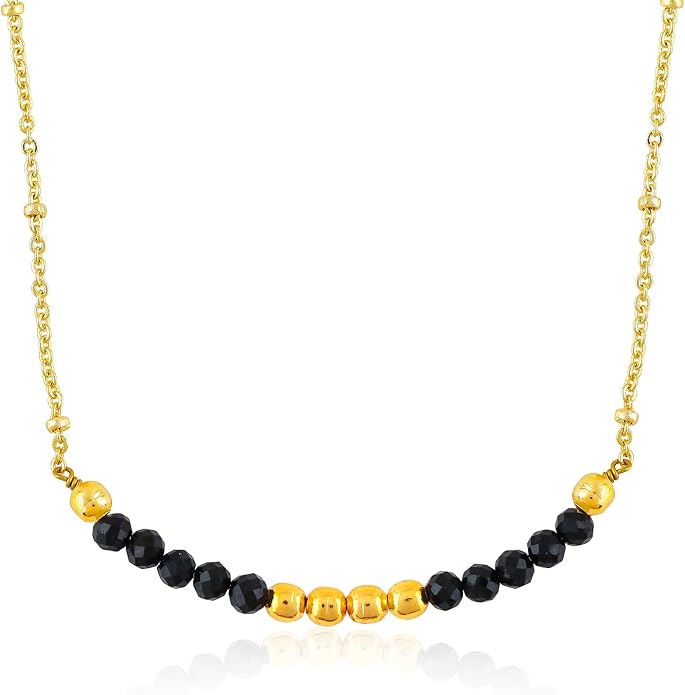 Satellite Chain Necklace 16+2 Inch Gold Plated – Dainty Layering Jewelry with Gemstone Beads – Minimalist Choker Necklace for Women – Delicate Gift for Her