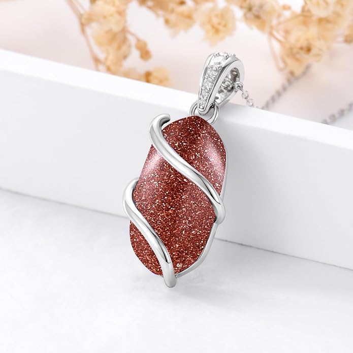 HPQQ Necklace for Women 925 Sterling Silver Dainty Gemstone Pendant Fine Jewelry Birthday Mothers Day Gifts for Mom Wife Her