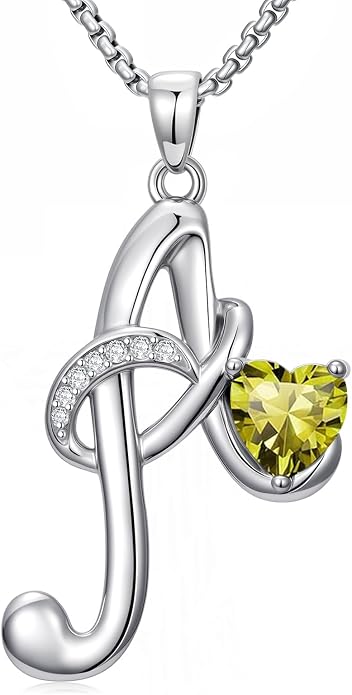 Birthday Gifts for Women Alphabet A to Z Initial Birthstone Pendant Necklaces for Women - 18k White Gold Plated Personalized Name Jewelry Anniversary Graduation Gifts for Wife Her Daughter Girlfriend(with Gift Box)