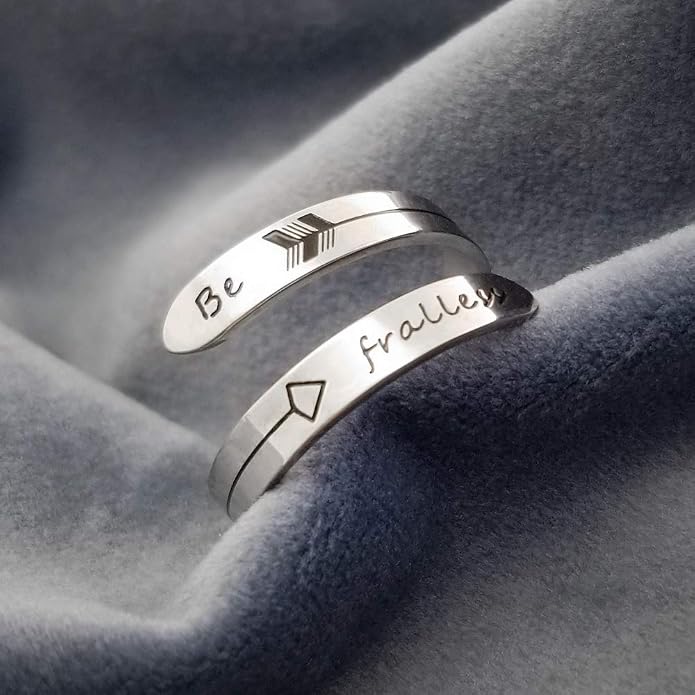 Vrycot Adjustable silvery Inspirational Stainless Steel Adjustable Bands Cool Stacking Opening Gift for Women Statement