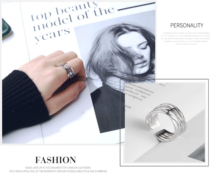 YBMYCM 3-10Pcs Dome Rings Set Chunky Gold Ring for Women Men 14k Gold Plated Thick Adjustable Statement Ring Gold/Silver