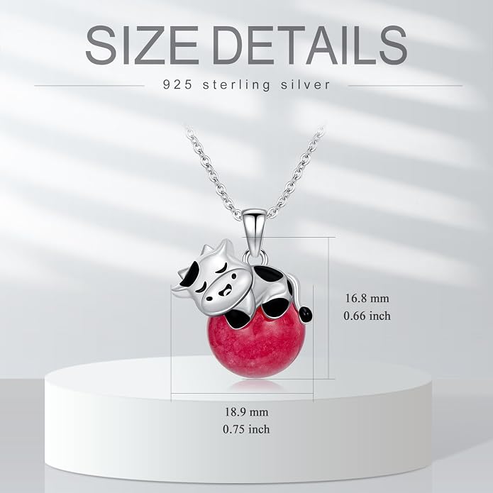 Highland Cow Gifts for Women 925 Sterling Silver Highland Cow Birthstone Necklace Fluffy Cow Jewelry Gifts Birthday Christmas