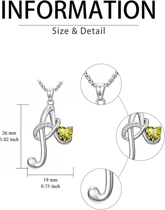 Birthday Gifts for Women Alphabet A to Z Initial Birthstone Pendant Necklaces for Women - 18k White Gold Plated Personalized Name Jewelry Anniversary Graduation Gifts for Wife Her Daughter Girlfriend(with Gift Box)
