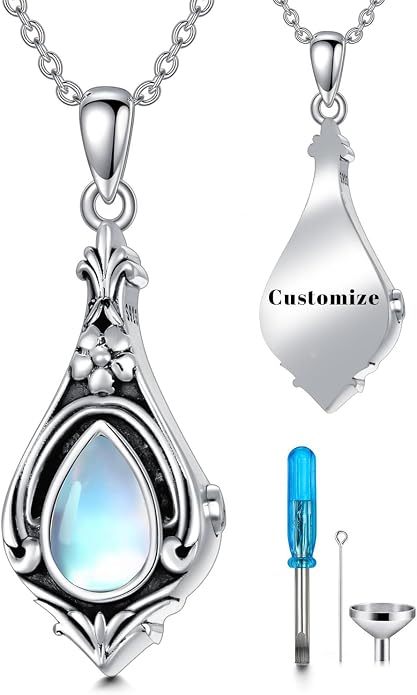 Seiyang Urn Necklace for Ashes 925 Sterling Silver with Birthstone Cremation Jewelry Keepsake Ashes Pendant Necklace Memorial Jewelry for Women Loved One