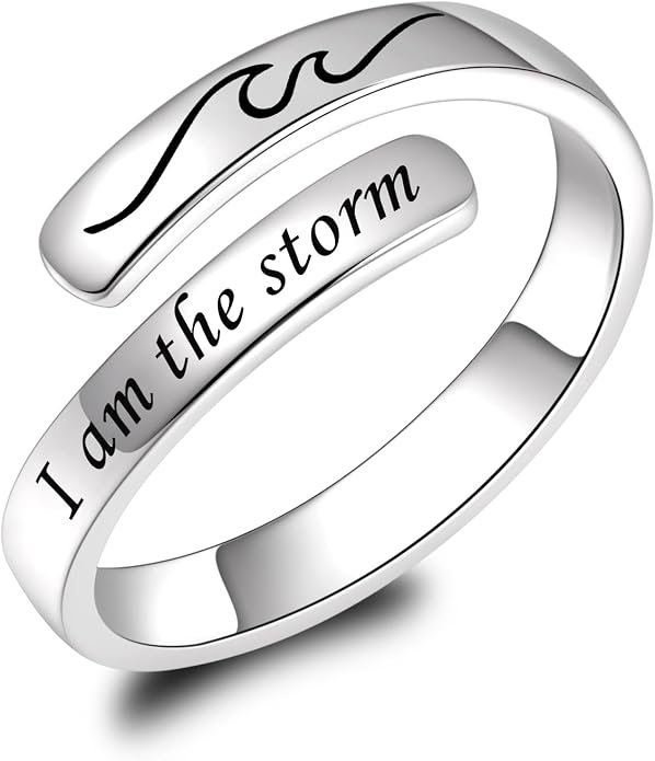 BEILIN 925 Sterling Silver Inspirational Jewelry Rings Adjustable Ring Personality Encouragement Gift for Teens Women