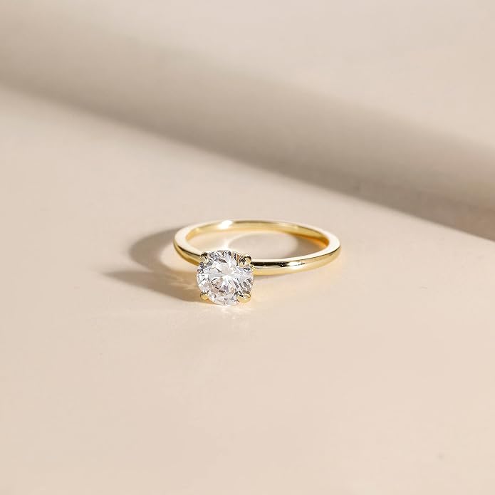 EAMTI 1.5CT 925 Sterling Silver Engagement Rings Round Cut Solitaire Cubic Zirconia CZ Wedding Promise Rings for Her Wedding Bands for Women Size 3-11