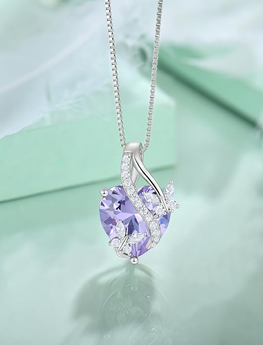 Butterfly Necklaces for Women Sterling Silver Infinity Heart Pendant Birthstone Jewelry Gift with 14k Yellow Gold/Rose Gold Plated