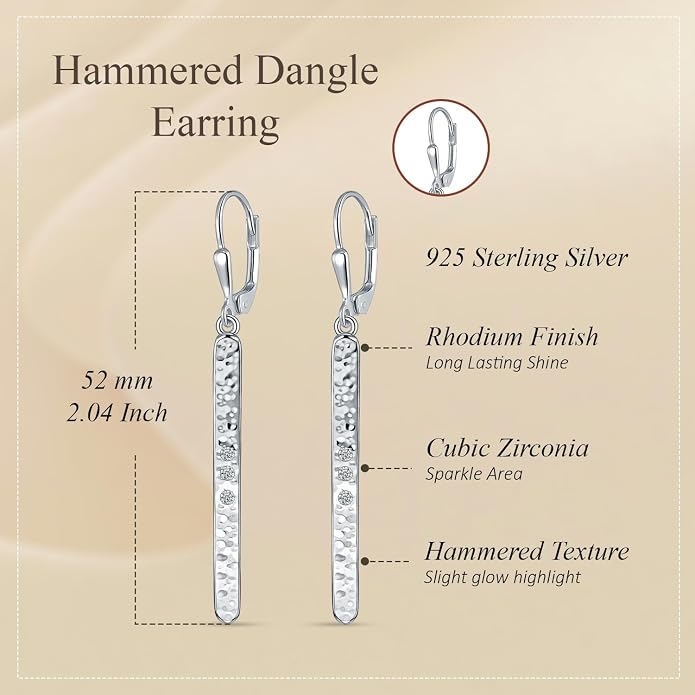 LeCalla 925 Sterling Silver Teardrop Dangle Earrings for Women | Lightweight Vertical Drop Dangle Earrings | Minimalist Dangling Earring Jewelry Gifts for Women