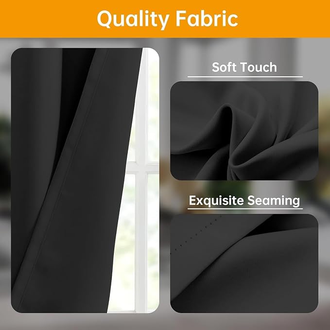 Room Divider Curtains Flexible Ceiling Tracks set Curtain track Ceiling Mount Blackout Curtain for Living Room Bedroom Ceilings Curtains Rod Privacy Dividers Panel W100 x H120 Black Drape & Black rail