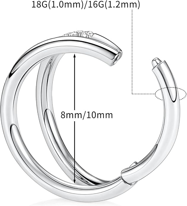 316L Surgical Steel Septum Clicker Ring Nose Ring Hoop Sleeper Hoop Earring Helix Rook Conch Cartilage Daith Tragus Earrings Lobe Nose Piercing Jewelry for Women