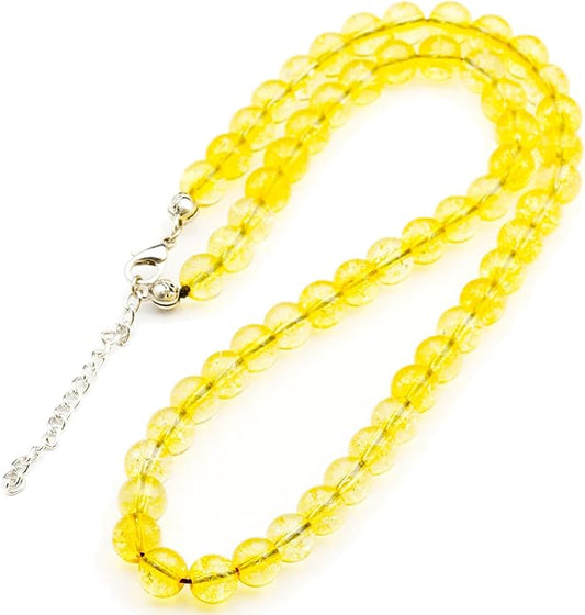 Natural Gemstone Beaded Choker Necklace | 8mm Handmade Adjustable Jewelry for Men & Women | Chakra Balancing Crystal Necklace | Spiritual Gift | Macrame Cord with Extender