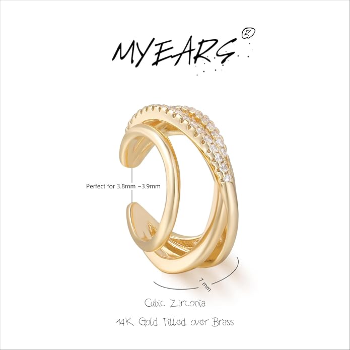 MYEARS Women Ear Cuff Earring Gold Non Pierced Ear Cartilage Clip on Wrap Hoop 14K Gold Filled Tiny Boho Beach Simple Minimalist Delicate Handmade Hypoallergenic Jewelry Gift-Sold as Single/Pair