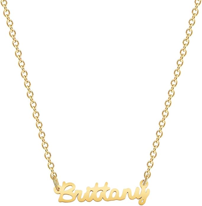 MOMOL 18K Gold Plated Stainless Steel Name Necklace Personalized Custom Name Necklace Customized Nameplate Necklace for women