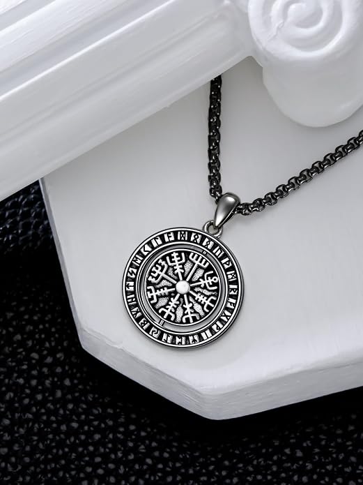 Viking Necklace for Men Women 925 Sterling Silver Norse Jewelry Fathers Mothers Day Anniversary Birthday Gifts for Mom Dad Husband Brother (with Gift Box)