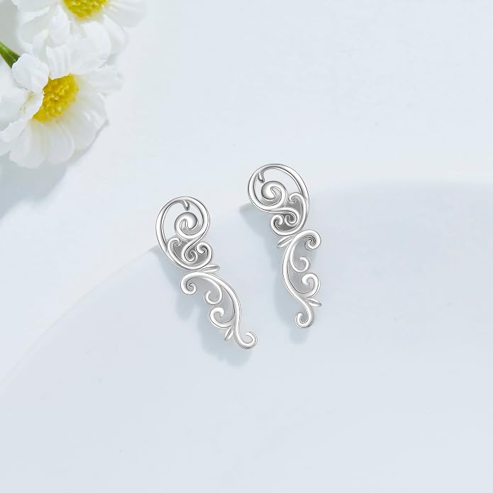 Ear Climbers Earrings for Women Sterling Silver Vintage Ear Crawler Earrings Jewelry Gifts for Women