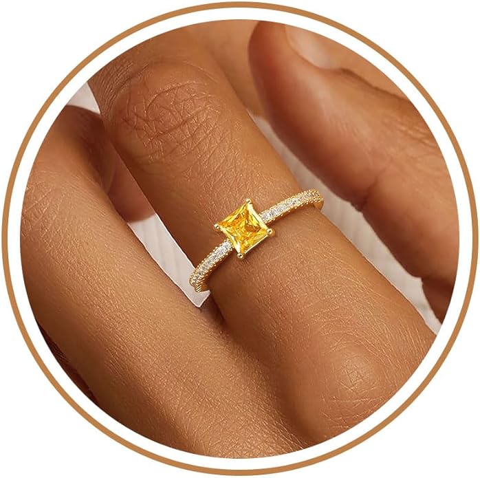 Birthstone Gold Rings for Women Non Tarnish 14K Gold Plated Stackable Cubic Zirconia Thumb Rings Dainty Cute Emerald Eternity Band Pinky Ring Engagement Wedding Promise Rings Jewelry Gifts