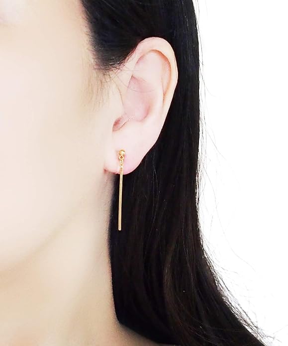 Comfortable Stick Invisible Clip On Earrings Gold Dangle Long Waved Threader Bar Clip-On Non Pierced Earrings Silver For Women,…