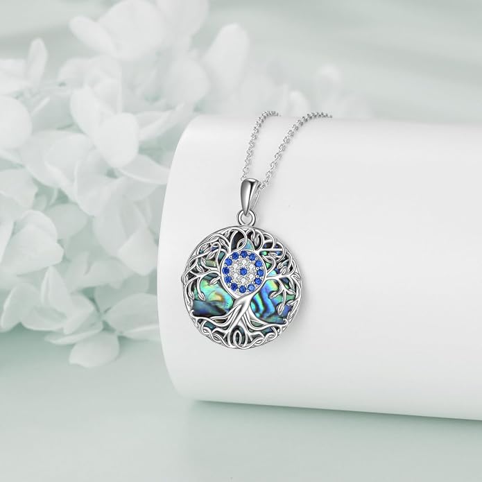 YFN Tree of Life Necklace Sterling Silver Celtic Knot Tree Pendant Jewelry Gifts for Women Men