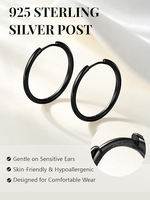 Silvora 14K Gold Plated Huggie Hoop Earrings for Women, Small Sterling Silver Hoops, Hypoallergenic Cartilage Earrings for Sensitive Ears 8/10/12/14/16/18/20MM