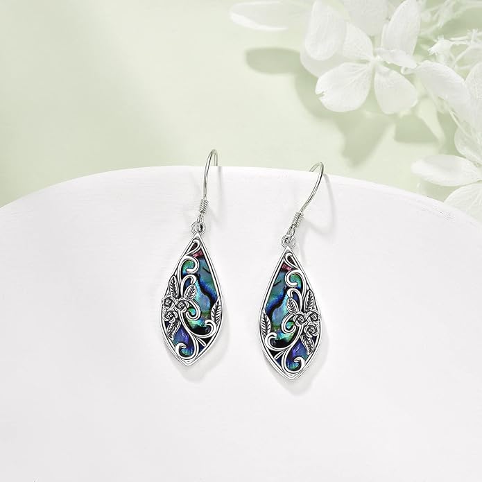 Silver Earrings for Women Sterling Silver Filigree Earrings Teardrop Dangle Drop Filigree Bohemia Jewelry Gift for Women Mother Mom