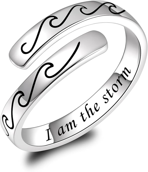 BEILIN 925 Sterling Silver Inspirational Jewelry Rings Adjustable Ring Personality Encouragement Gift for Teens Women
