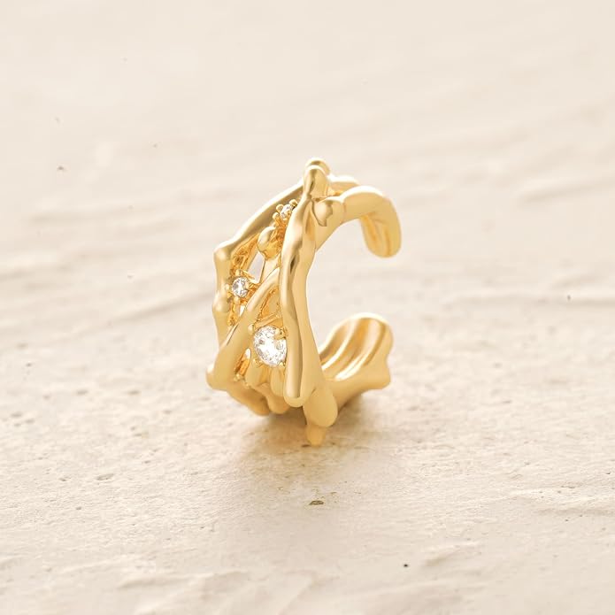 MYEARS Women Ear Cuff Earring Gold Non Pierced Ear Cartilage Clip on Wrap Hoop 14K Gold Filled Tiny Boho Beach Simple Minimalist Delicate Handmade Hypoallergenic Jewelry Gift-Sold as Single/Pair