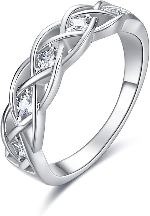 Celtic Ring Sterling Silver Simple Criss Cross Knot Ring Wedding Band Celtics Jewelry Christmas Gifts for Women Her Girlfriend Wife