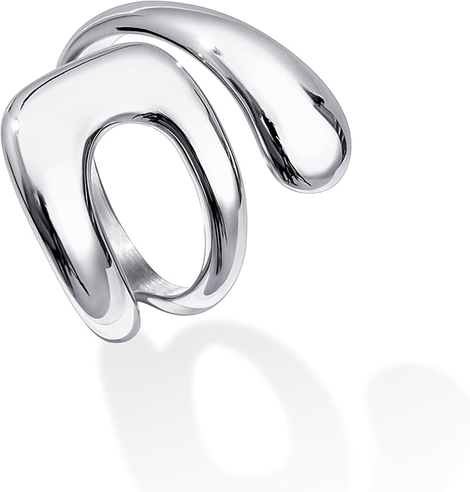 Gelbesty Waterproof Gold Statement Rings for Women, 14K Gold Plated Chunky Open Stackable Rings Non Tarnish Fashion Adjustable Stainless Steel Pinky Knuckle Signet Vintage Ring Jewelry Size 5-11