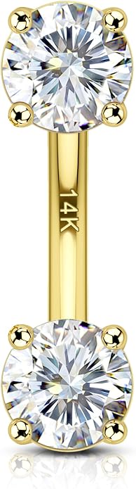 COCHARM 14K Solid Gold Rook Earrings Yellow Gold Snake Eye Eyebrow Rings 6mm 16g Real Gold Rook Barbell 8mm Curved Eyebrow Piercing Jewelry 14Kt Gold Eyebrow Barbell