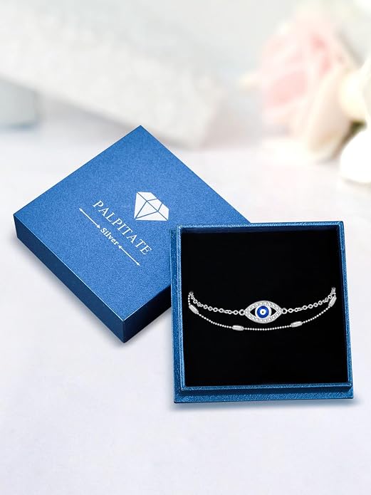 Palpitate Evil Eye Anklet for Women Protection Ankle Bracelets Layered Bead Chain Evil Eye Jewelry Christmas Gifts for Women Adjustable