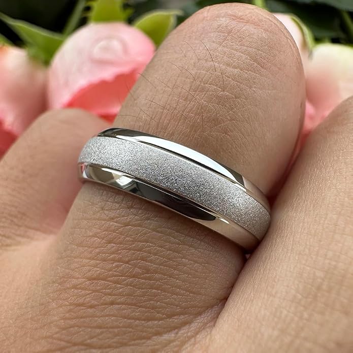 TUTISS 6mm 8mm Black/Gold/Rose Gold/White Tungsten Rings for Men Women Fashion Engagement Wedding Bands Sandblasted Finish I Love You Engraved Comfort Fit