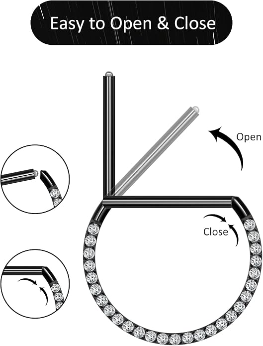 Oveta Titanium D Shaped Nipple Rings 14G for Nipple Piercing Jewelry Higned Segment Clicker Ring Hoops 11mm 12mm 14mm for Women Men, Silver Gold Black, 2PCS