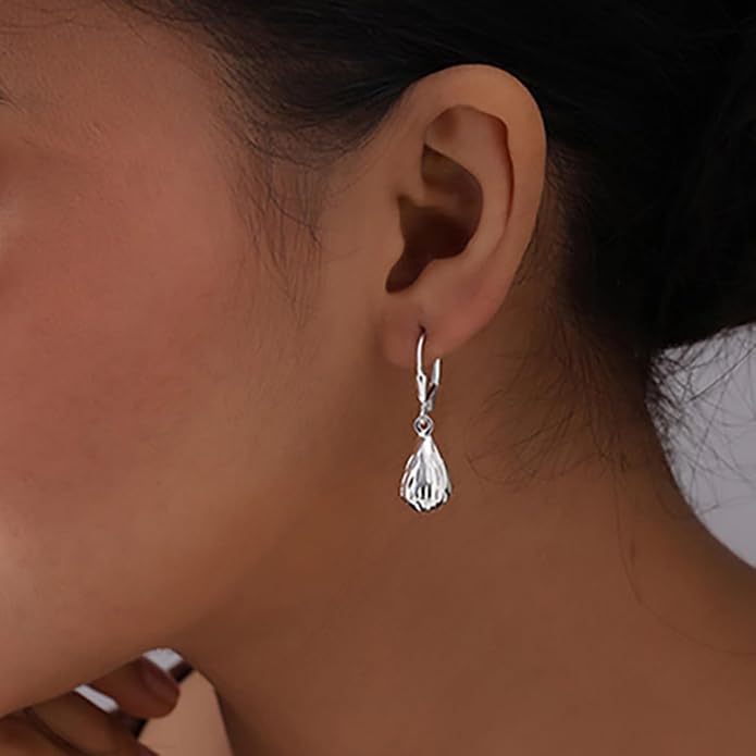 LeCalla 925 Sterling Silver Leverback Drop Earrings | Lightweight Italian Teardrop Dangle Earring for Women
