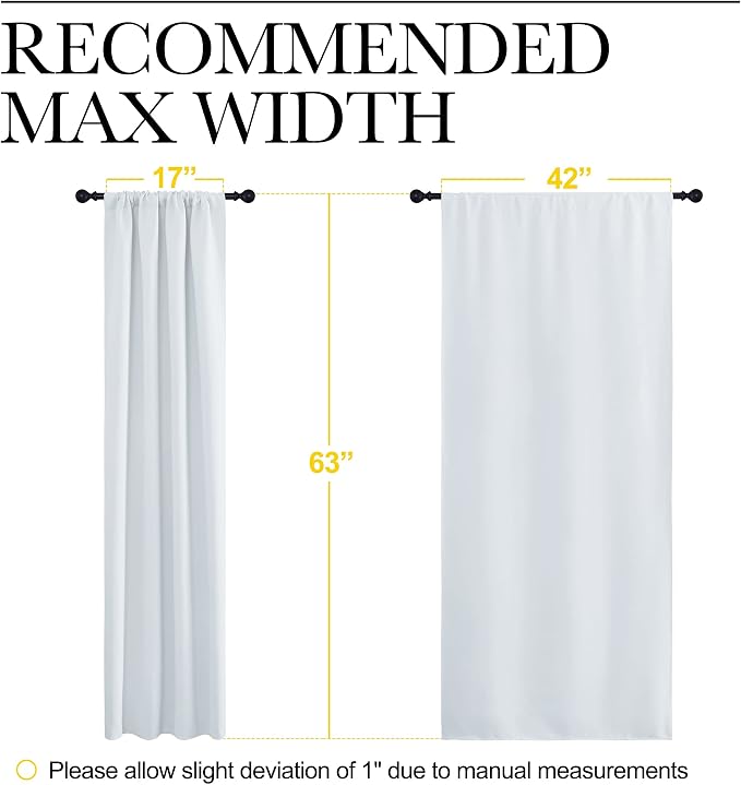 NICETOWN Bedroom Curtain Panels - Window Treatment Thermal Insulated Rod Pocket Room Darkening Curtains/Drapes for Bedroom (2 Panels, 42 by 63, Platinum - Greyish White)