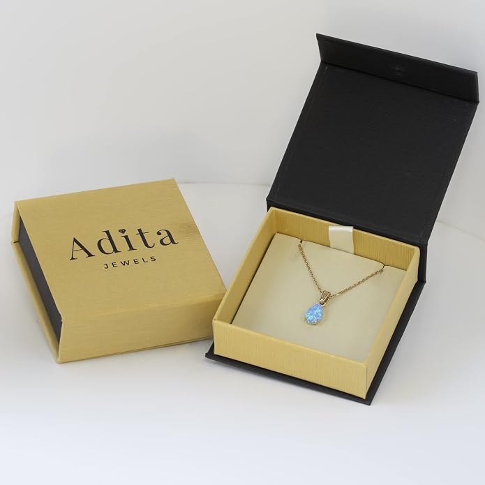 14K Gold Plated Gemstone Teardrop Necklace for Women – Dainty Birthstone Jewelry – Elegant Everyday Gold Necklace – Gift for Her