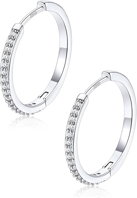 FaithHeart 925 Sterling Silver Post Huggie Hoop Earrings for Women, Silver Small Hoop Earring, Hypoallergenic Cartilage Earrings for Women