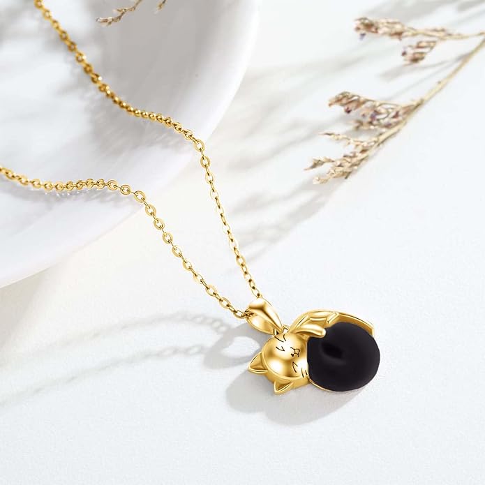 Cat Necklace Sterling Silver Cat Zircon Pendant Gothic Jewelry for Women Animal Lovers Gifts