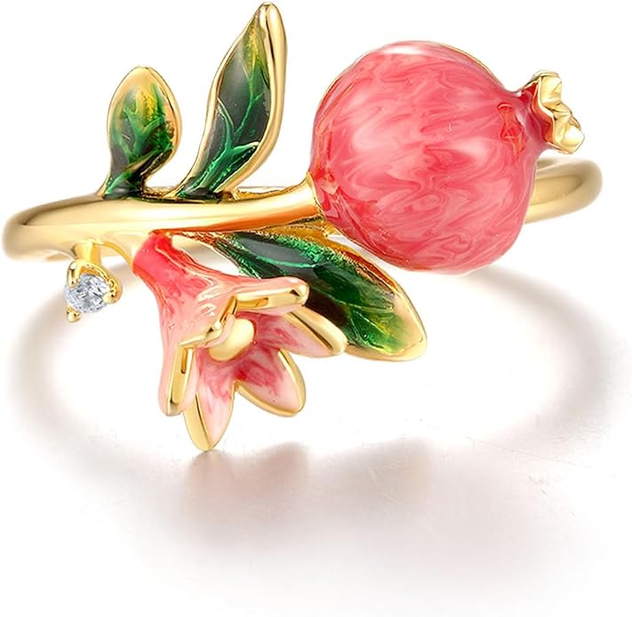 Santuzza 925 Sterling Silver Enamel Flower Ring for Women