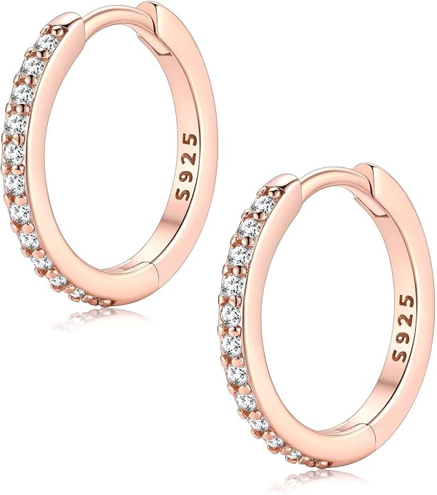 FaithHeart 925 Sterling Silver Huggie Hoop Earrings, Silver Small Hoop Earring for Women, 14K Gold/Black/Rose Gold Hypoallergenic Cartilage Earrings for Women 6/8/10/12/14/16/18/20mm